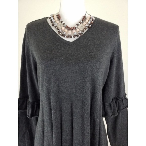 Style & Co Woman~Plus Sz 1X~Dark Gray Ruffled-Sleeve Pullover Stretch NWT$56.50 - Picture 7 of 8